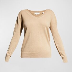 VINCE NWT Cashmere Weekend V-Neck Sweater Camel Tan Pullover Size XL